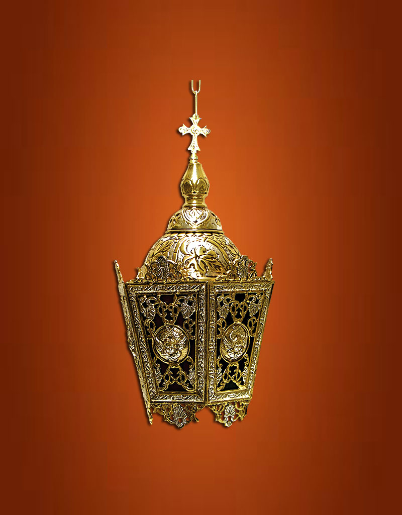 Hanging Lantern Cast Bicolour Hexagon Β'  (134-17)