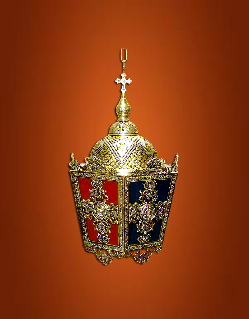 Hanging Lantern Cast Bicolour Hexagon Α'  (134-18)