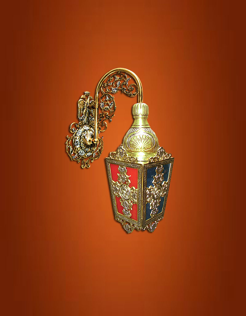 Lantern Sconce Cast Bicolour Square Α'  (134-27)