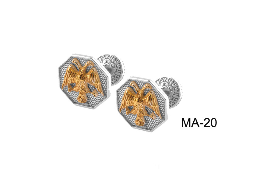 Cufflinks Gold-Plated Hexagon Silver (925) (ΜΑ-19)