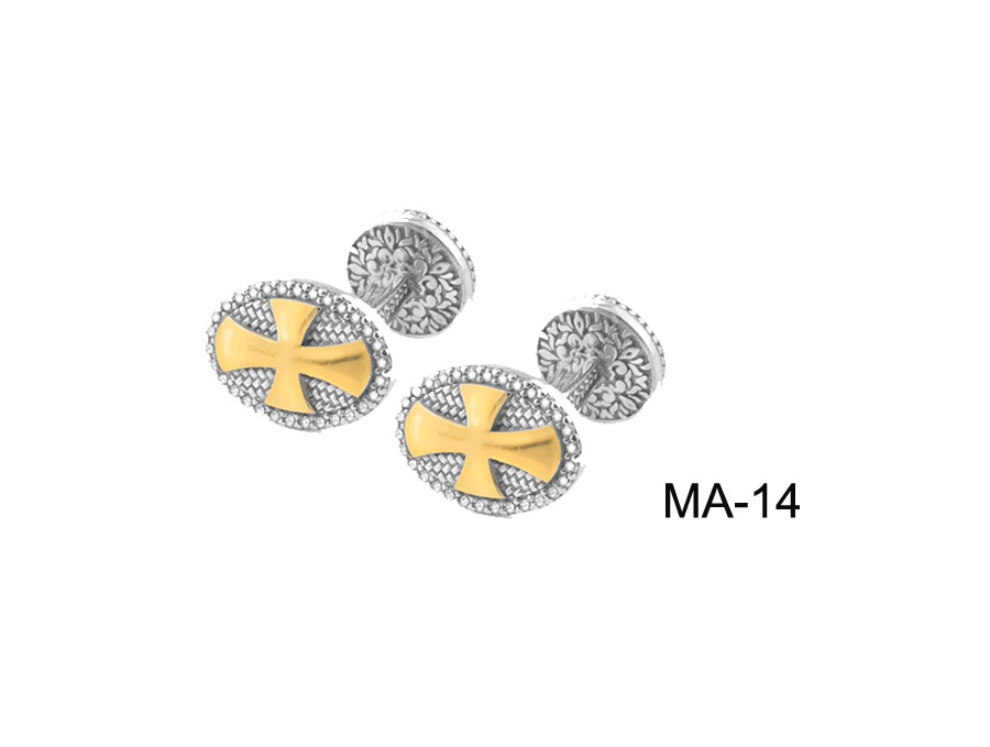 Cufflinks Gold-Plated Stones Silver (925) (ΜΑ-13)