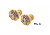 Cufflinks Gold-Plated Hexagon Silver (925) (ΜΑ-19)